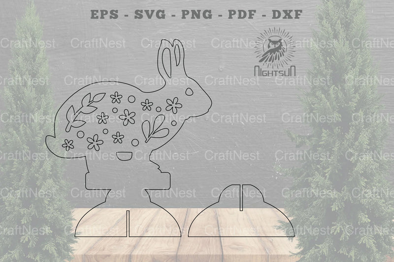 Floral Rabbit Laser Cut Home Decor Clipart Bundle - CraftNest - Digital Crafting and Art