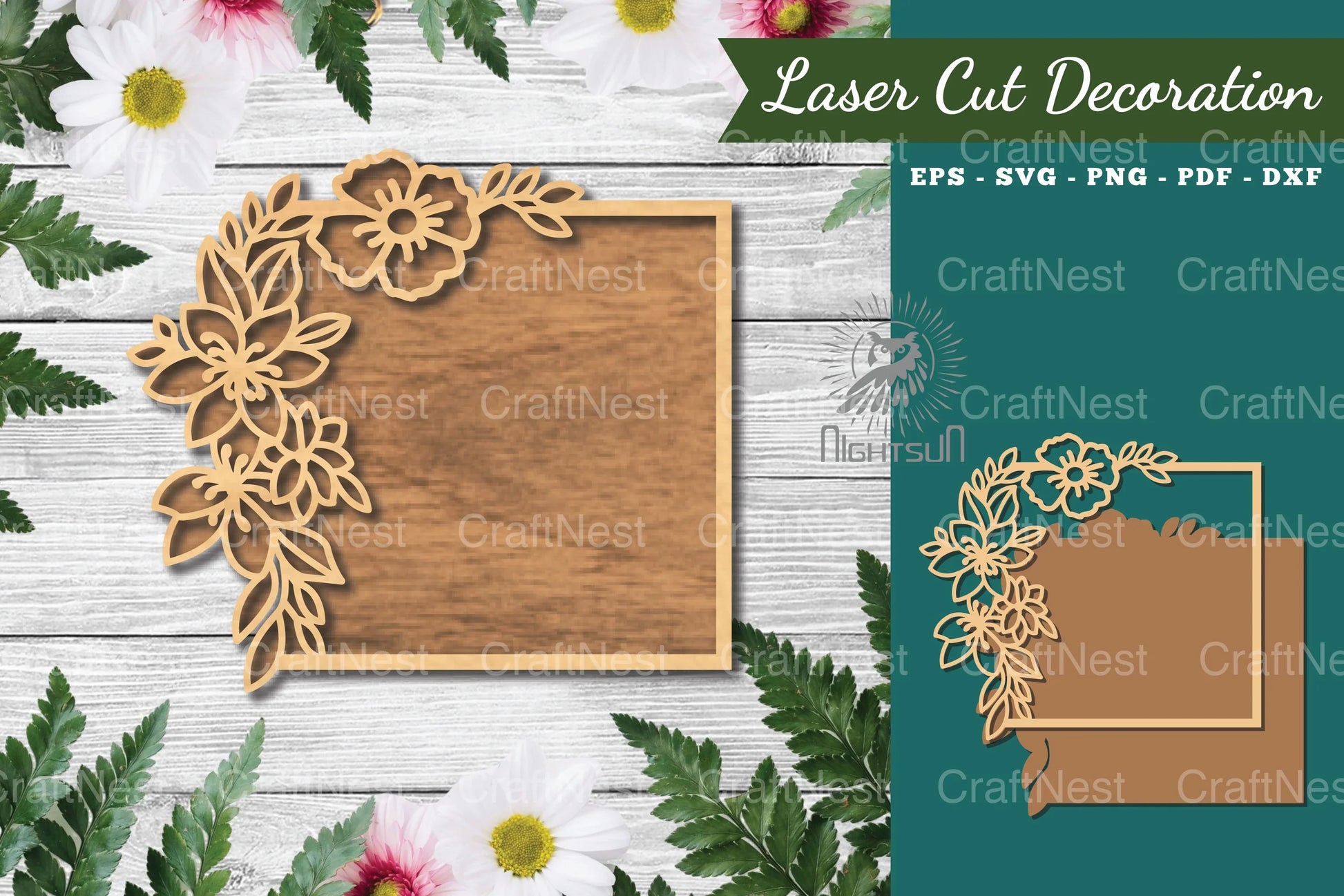 Floral Rectangle Laser Cut Sign Clipart Bundle - CraftNest - Digital Crafting and Art