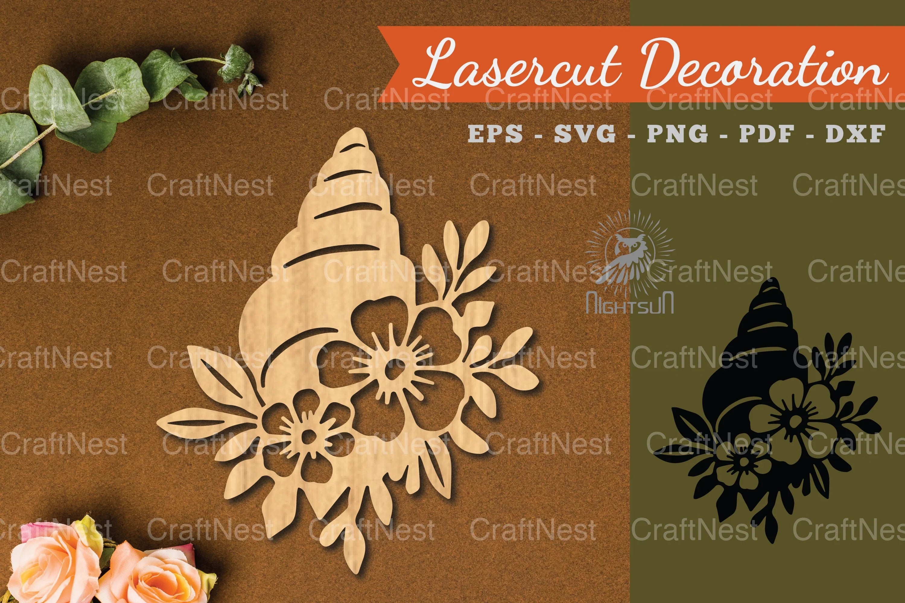 Floral Shell Lasercut Decoration SVG Bundle - CraftNest - Digital Crafting and Art
