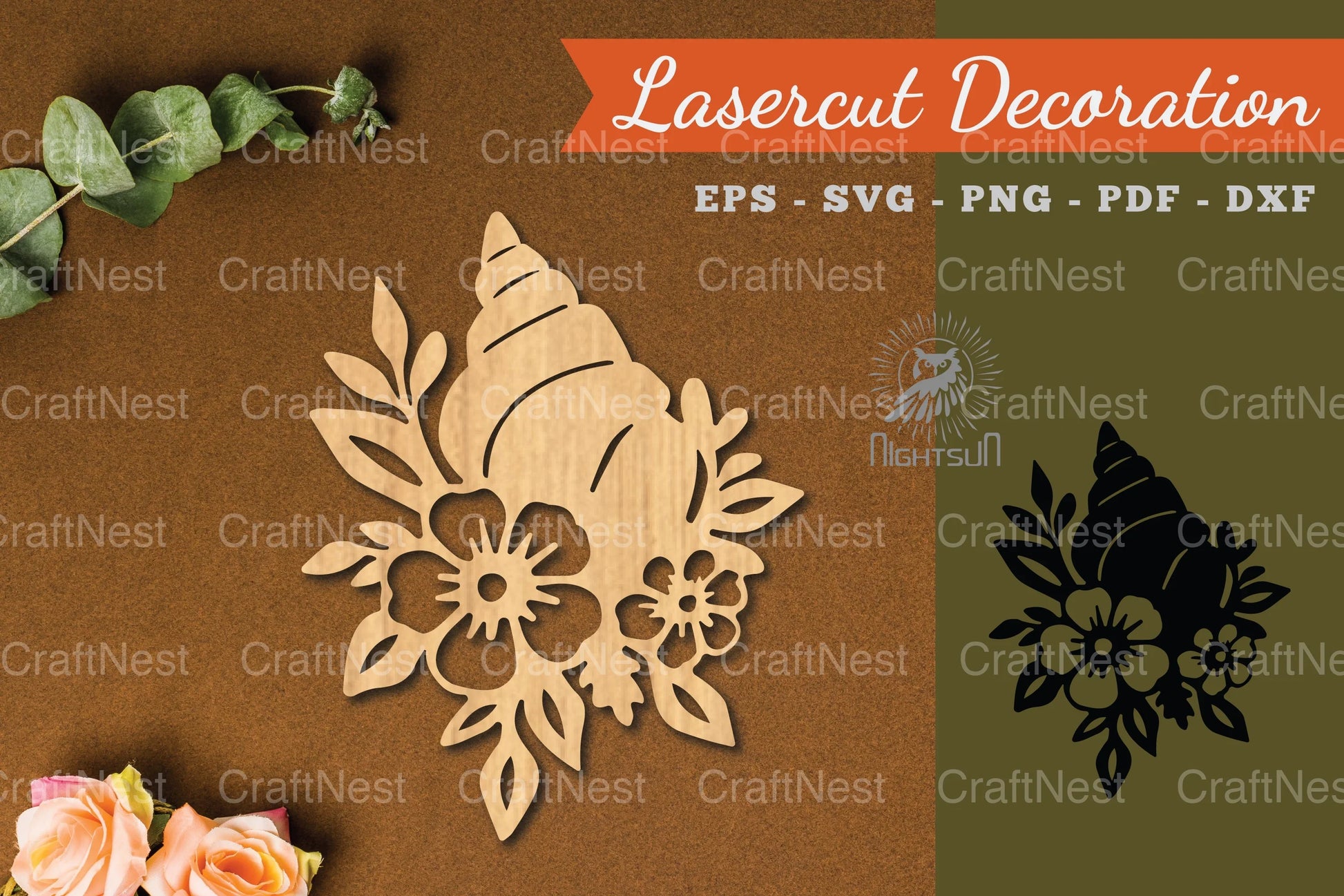 Floral Shell Lasercut Decoration SVG Bundle - CraftNest - Digital Crafting and Art