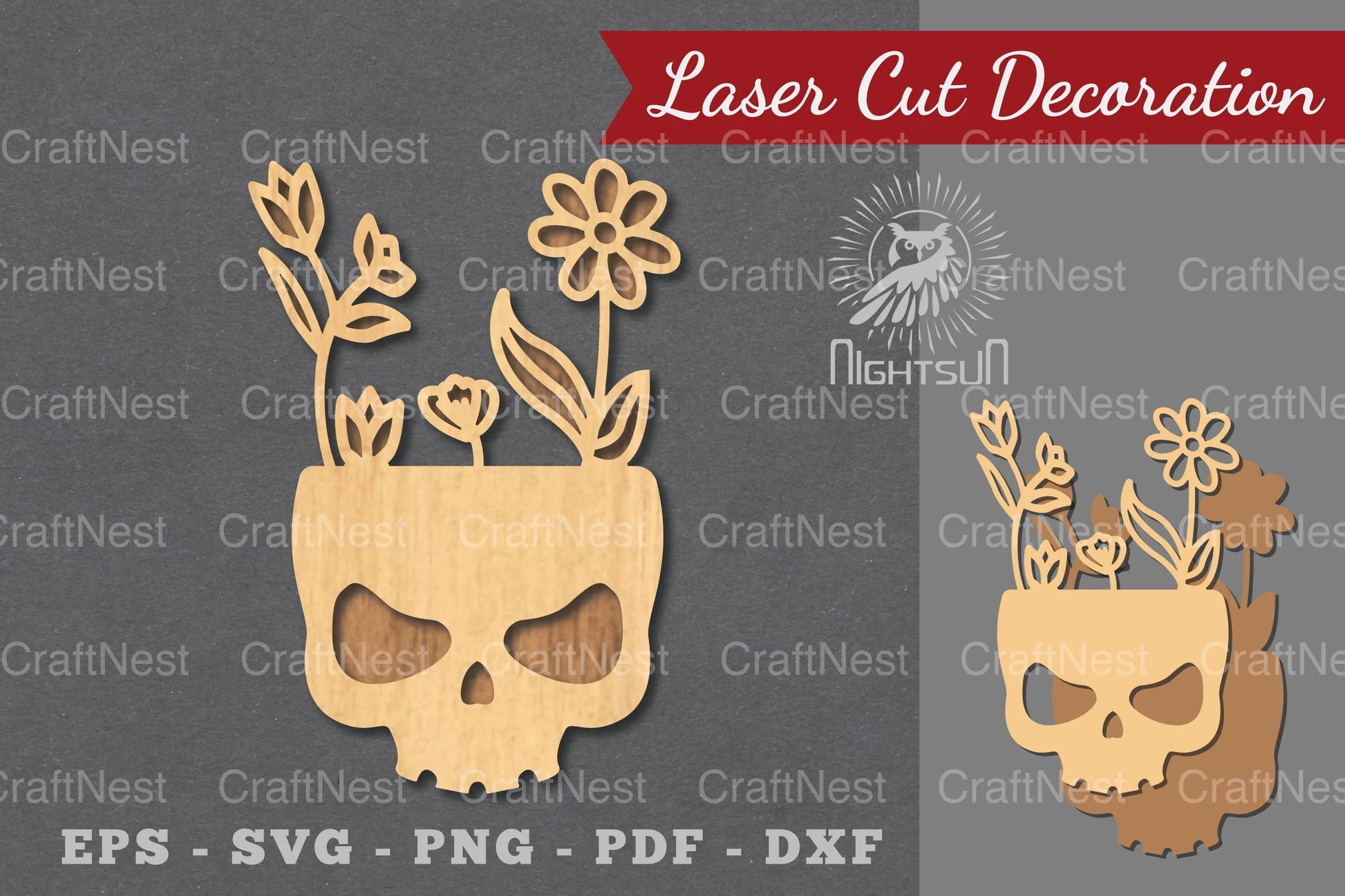 Floral Skull Laser Cut Decoration Clipart Bundle - CraftNest - Digital Crafting and Art