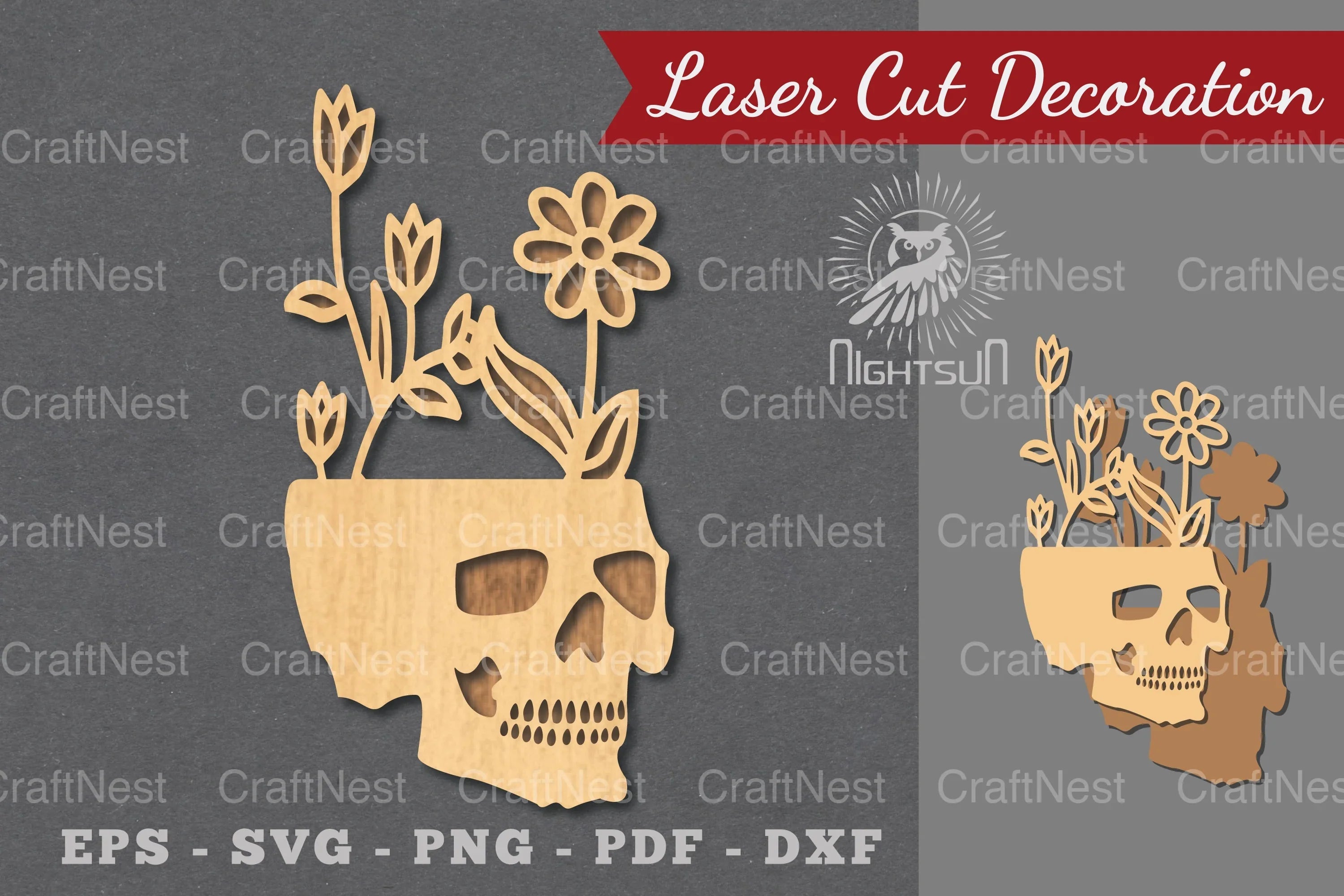 Floral Skull Laser Cut Decoration Clipart Bundle - CraftNest - Digital Crafting and Art
