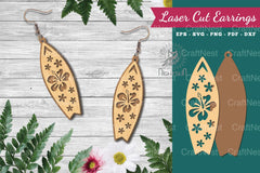 Floral Surfboard Laser Cut Earrings Design Bundle - CraftNest - Digital Crafting and Art