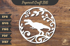 Floral Tyrannosaurus Rex Papercut Craft Clipart Bundle - CraftNest - Digital Crafting and Art