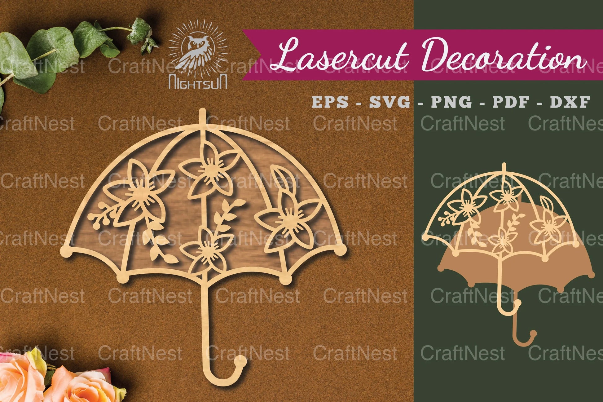 Floral Umbrella Laser Cut Decoration Clipart Bundle - CraftNest - Digital Crafting and Art