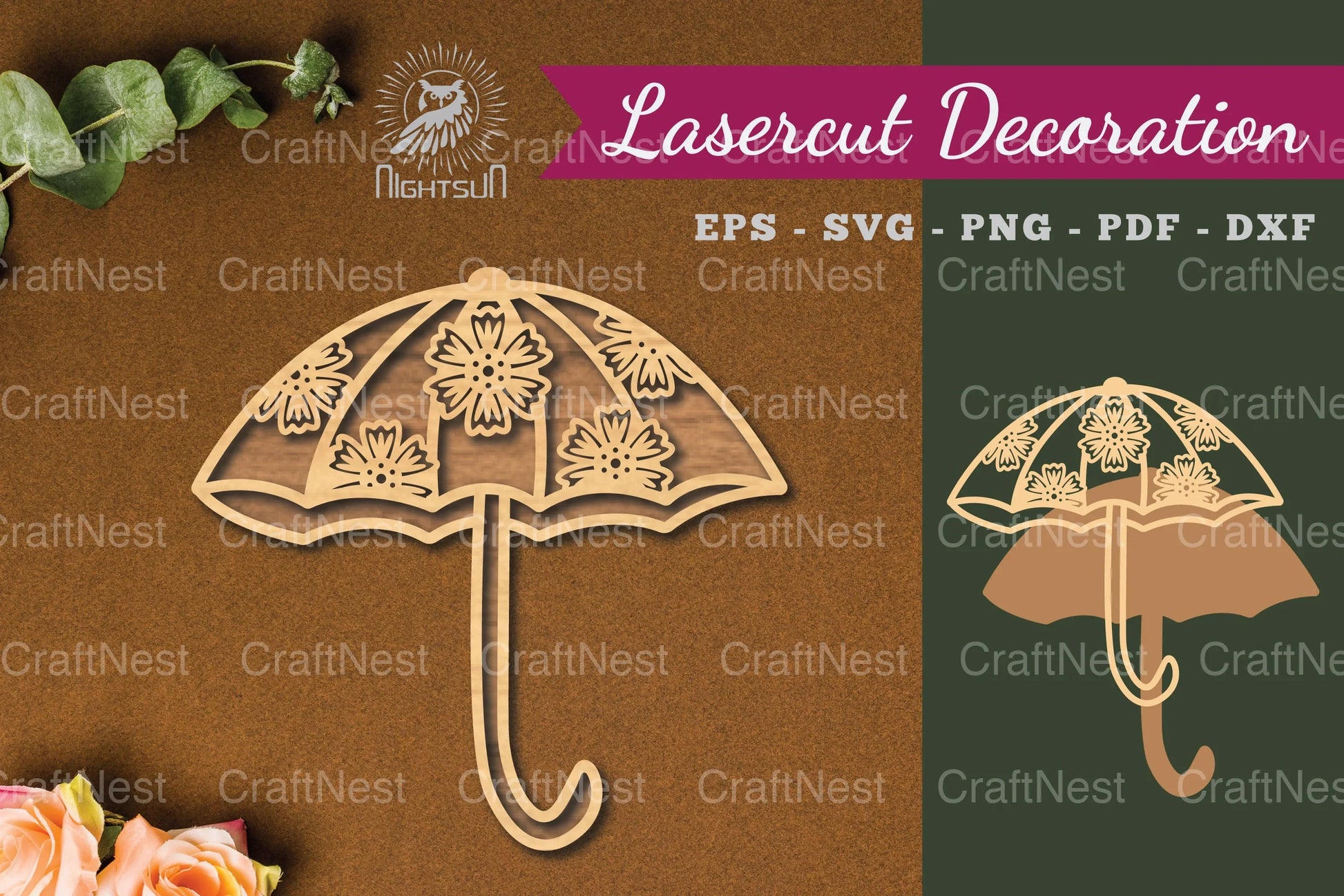 Floral Umbrella Laser Cut Decoration Clipart Bundle - CraftNest - Digital Crafting and Art