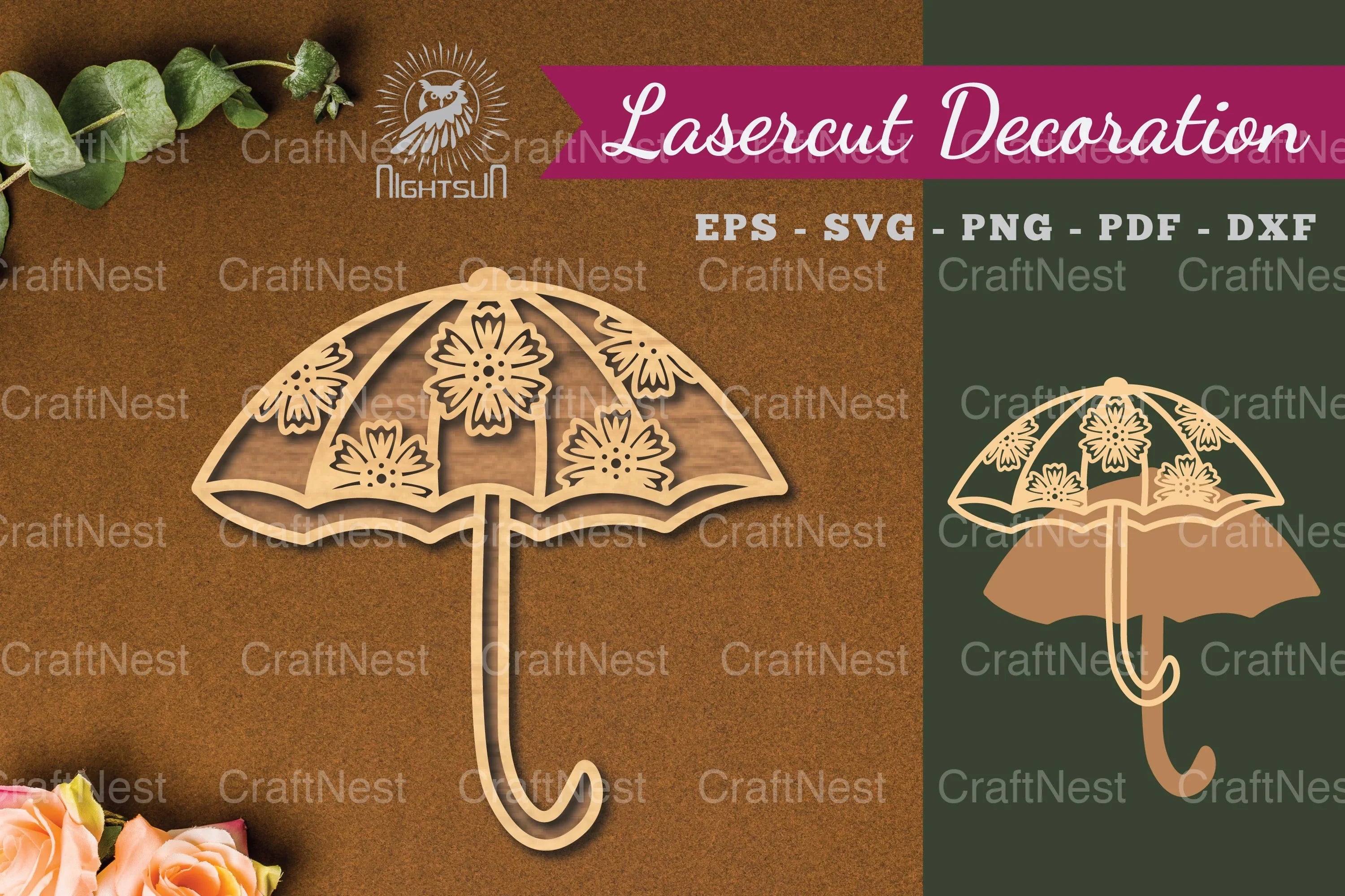 Floral Umbrella Laser Cut Decoration Clipart Bundle - CraftNest - Digital Crafting and Art
