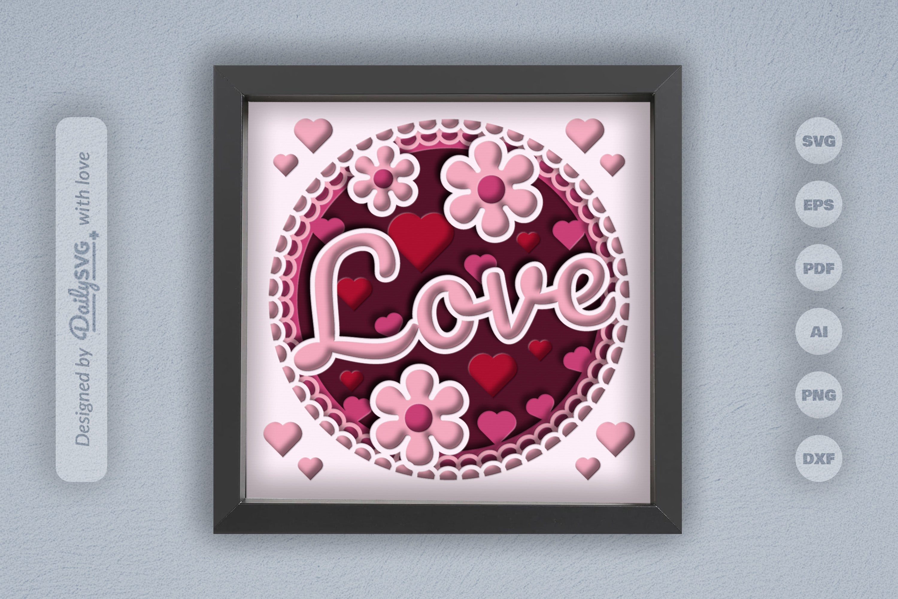 Floral Valentine Love Papercut SVG Bundle