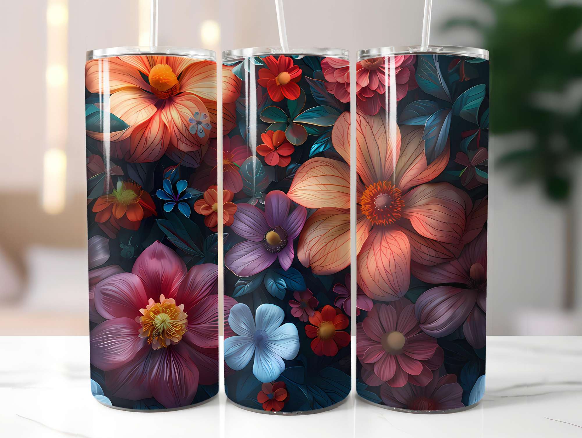 Floral Summer 1 Tumbler Wrap - CraftNest - Digital Crafting and Art