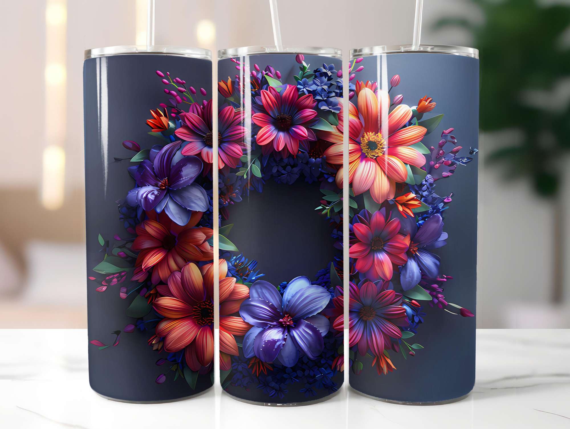 Floral Summer 3 Tumbler Wrap - CraftNest - Digital Crafting and Art