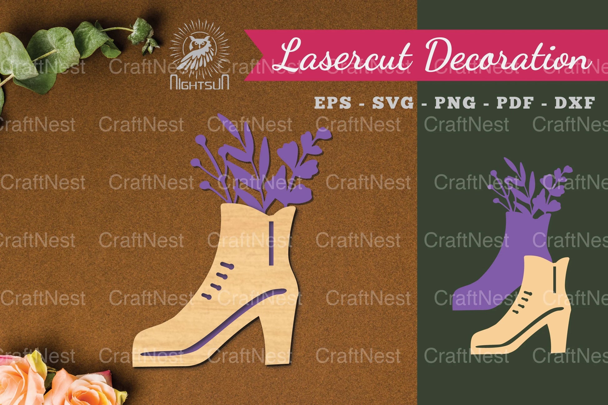 Floral Footwear Laser Cut Decoration Clipart Bundle - CraftNest - Digital Crafting and Art