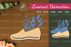 Floral Footwear Laser Cut Decoration Clipart Bundle - CraftNest - Digital Crafting and Art