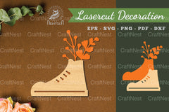 Floral Footwear Laser Cut Decoration Clipart Bundle - CraftNest - Digital Crafting and Art