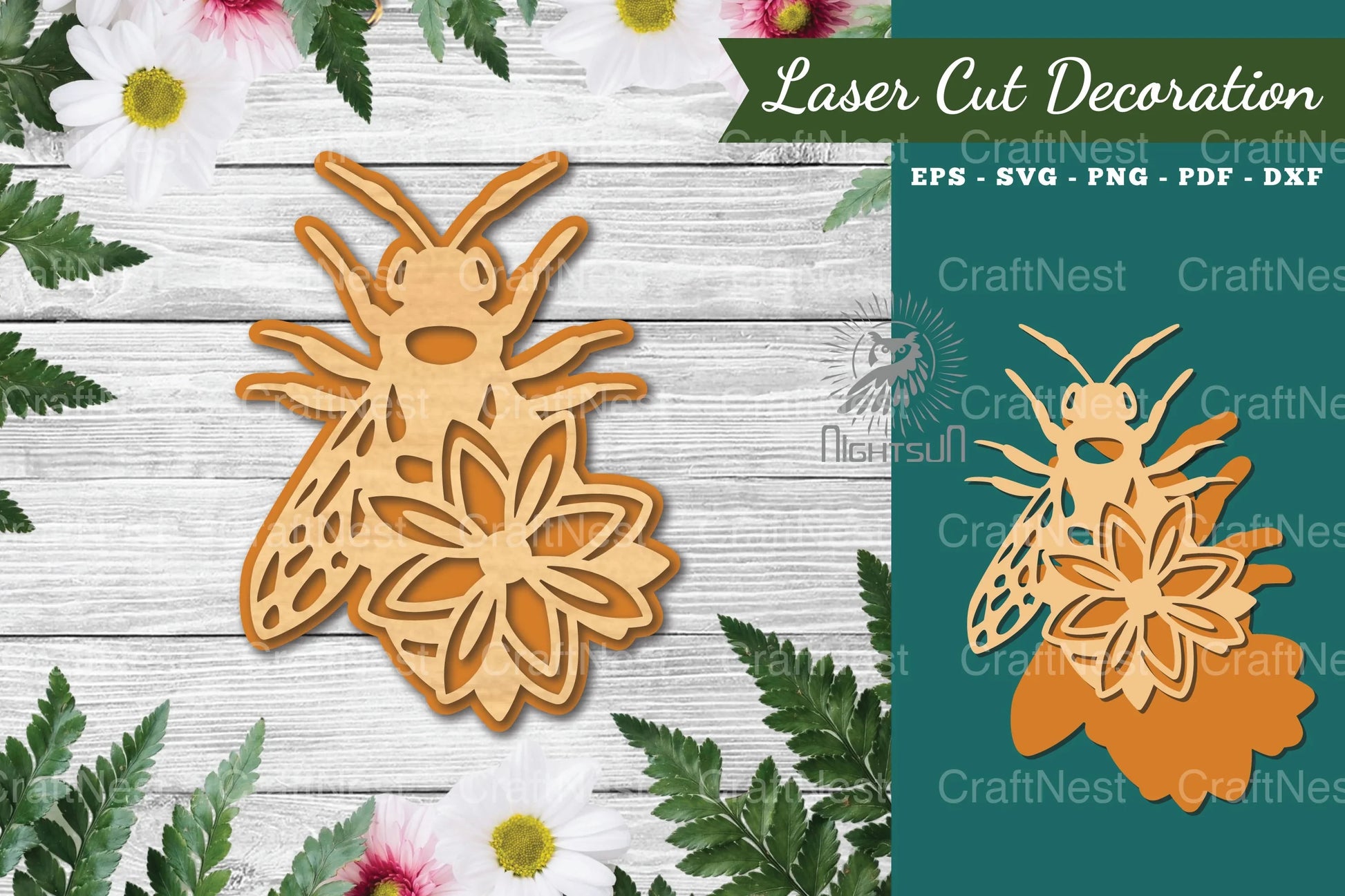 Flower Bee Laser Cut Decoration Clipart Bundle - CraftNest - Digital Crafting and Art