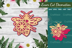 Flower Bee Laser Cut Decoration Clipart Bundle - CraftNest - Digital Crafting and Art