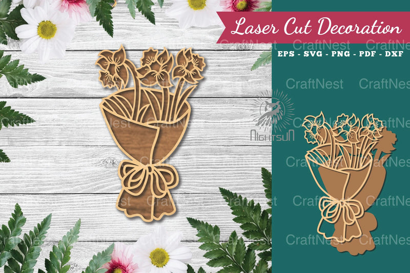 Flower Bouquet Laser Cut Decoration Clipart Bundle - CraftNest - Digital Crafting and Art