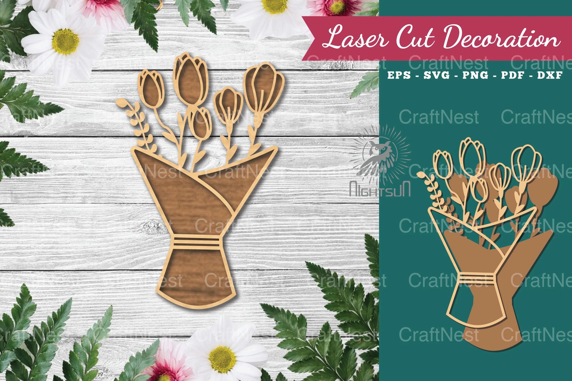 Flower Bouquet Laser Cut Decoration Bundle - CraftNest - Digital Crafting and Art