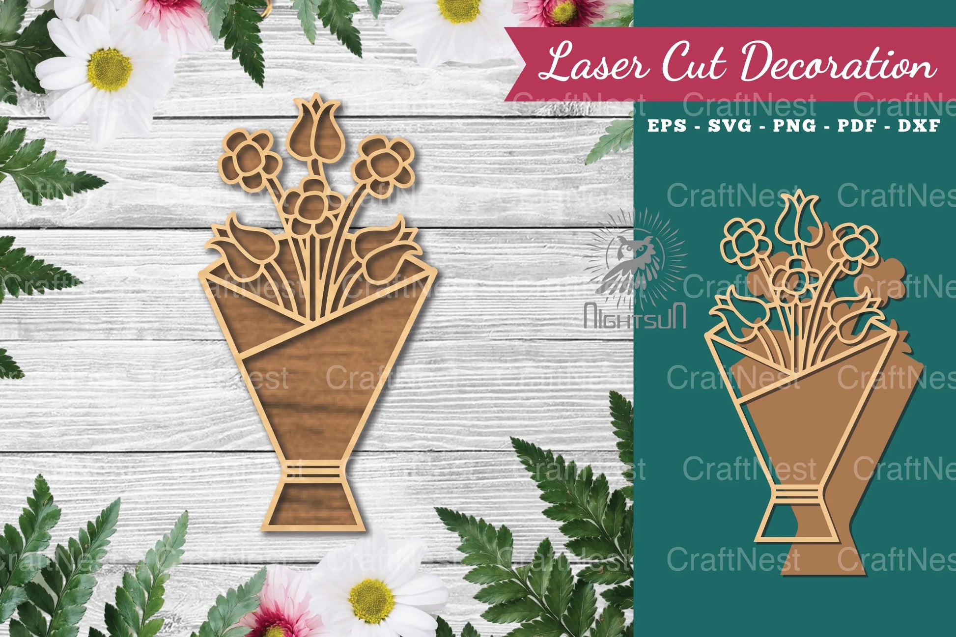 Flower Bouquet Laser Cut Decoration Clipart Bundle - CraftNest - Digital Crafting and Art