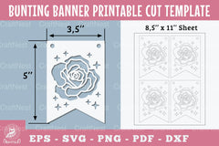 Flower Bunting Banner Printable Template Clipart Bundle - CraftNest - Digital Crafting and Art