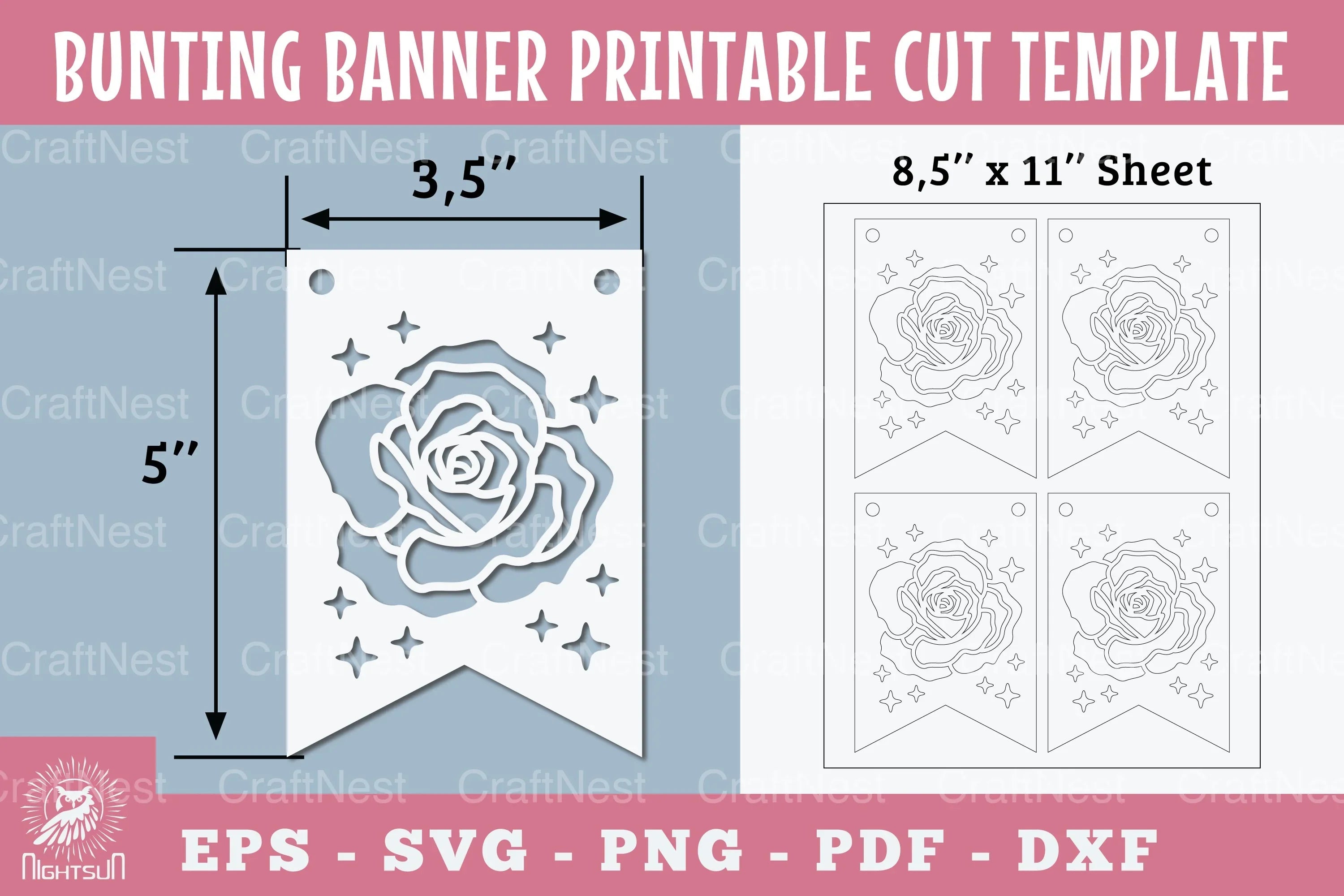 Flower Bunting Banner Printable Template Clipart Bundle - CraftNest - Digital Crafting and Art