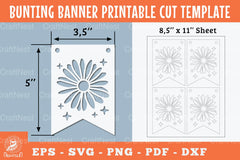 Flower Bunting Banner Printable Template Clipart Bundle - CraftNest - Digital Crafting and Art