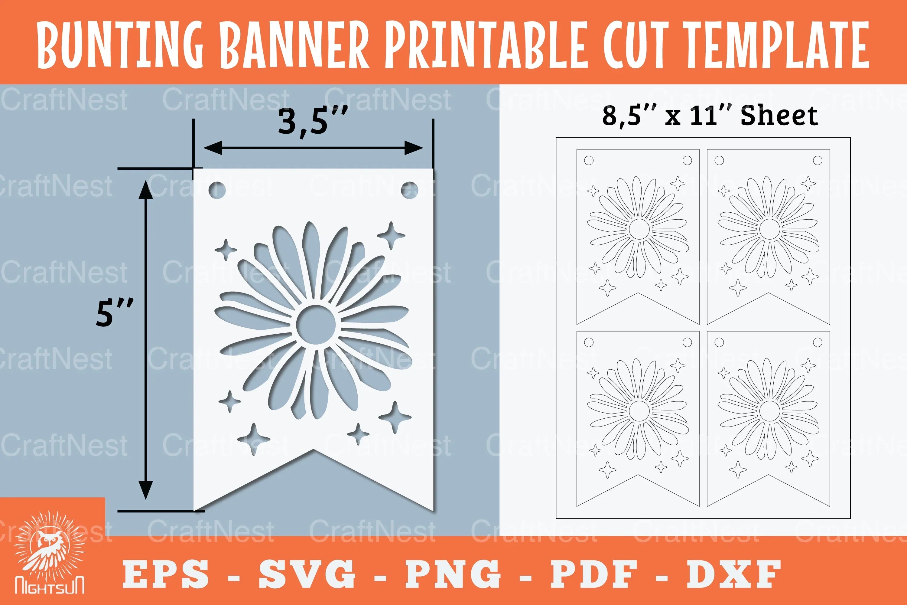 Flower Bunting Banner Printable Template Clipart Bundle - CraftNest - Digital Crafting and Art