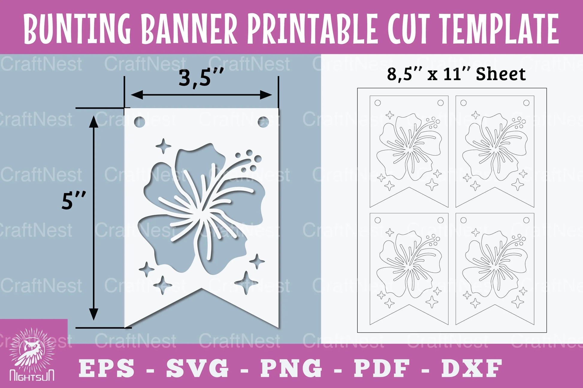 Flower Bunting Banner Printable Template Clipart Bundle - CraftNest - Digital Crafting and Art