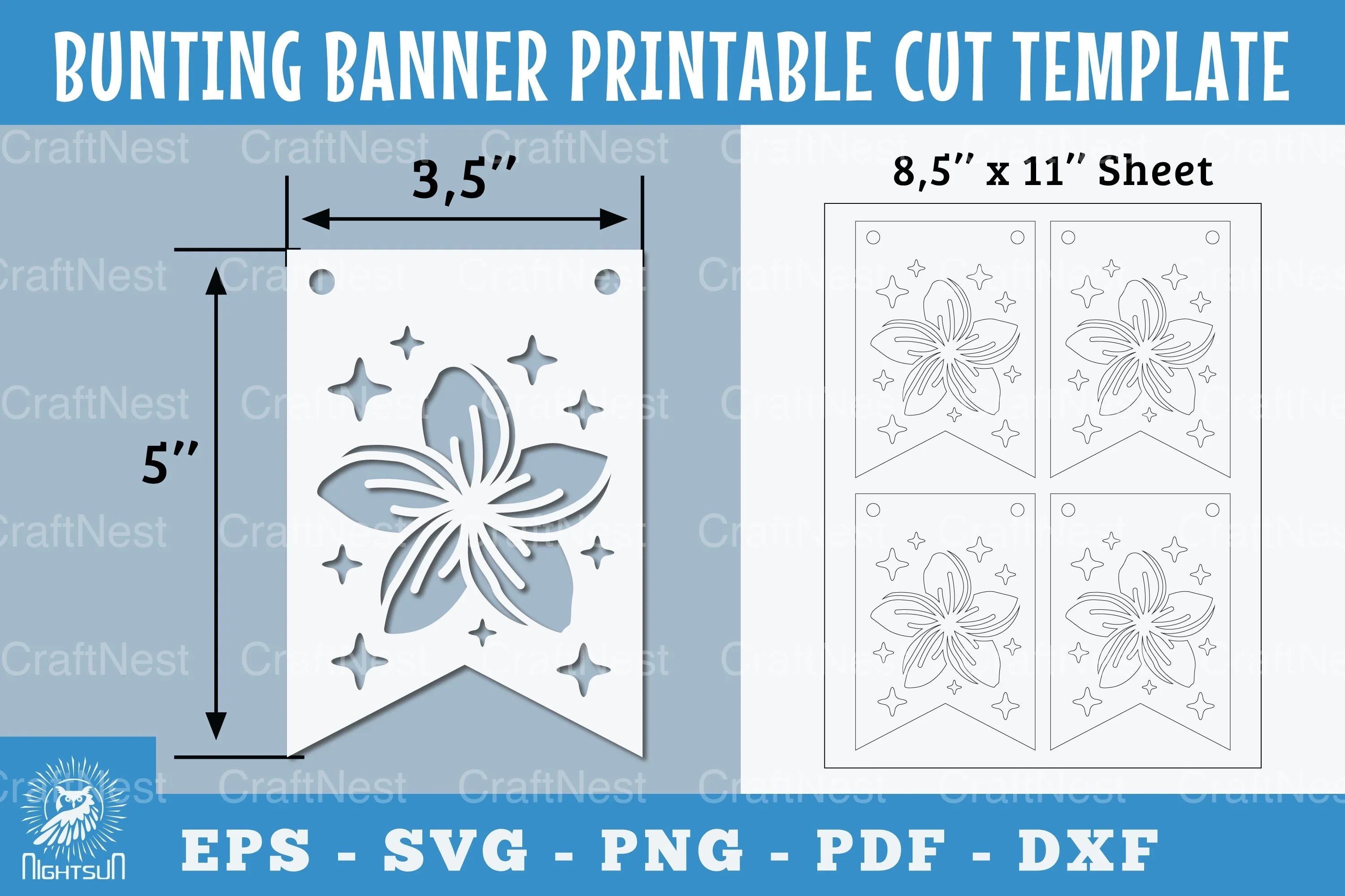Flower Bunting Banner Printable Template Clipart Bundle - CraftNest - Digital Crafting and Art