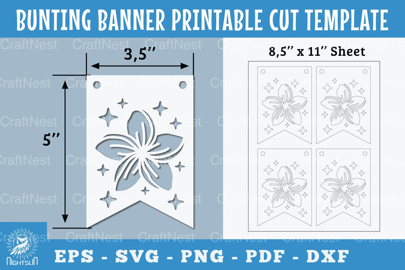 Flower Bunting Banner Printable Template Clipart Bundle - CraftNest - Digital Crafting and Art