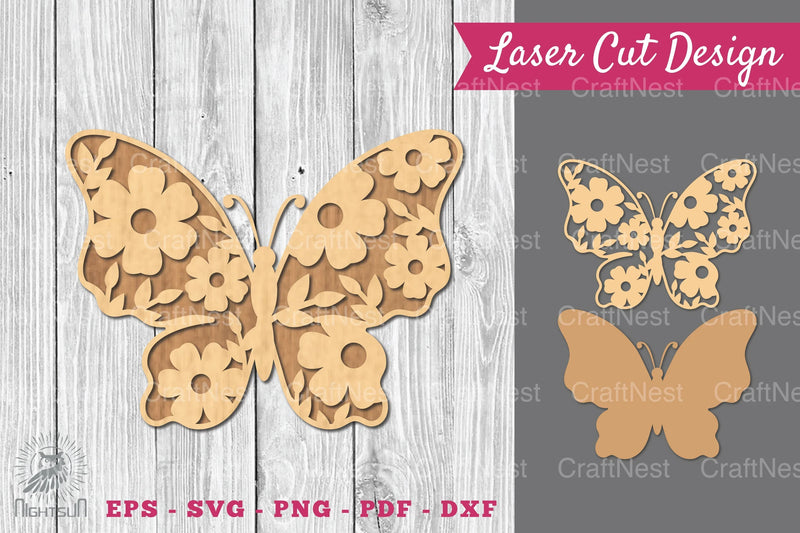 Flower Butterfly Laser Cut Decoration Clipart Bundle - CraftNest - Digital Crafting and Art