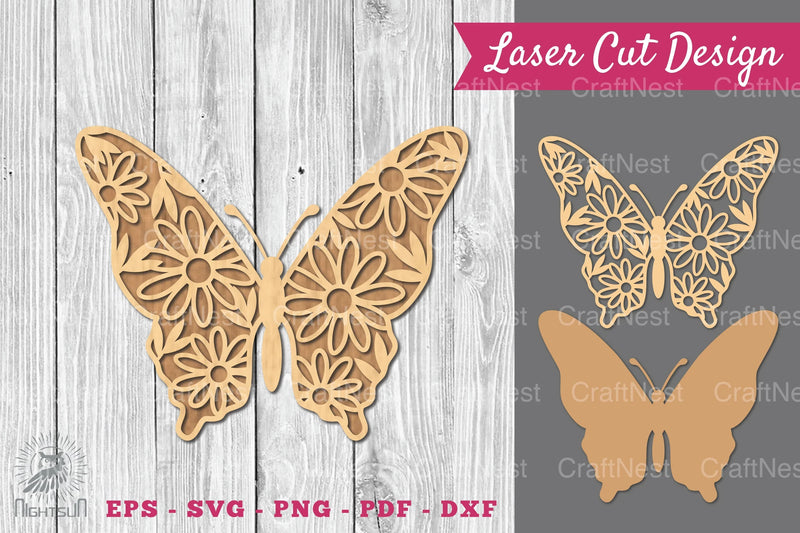 Flower Butterfly Laser Cut Decoration Clipart Bundle - CraftNest - Digital Crafting and Art