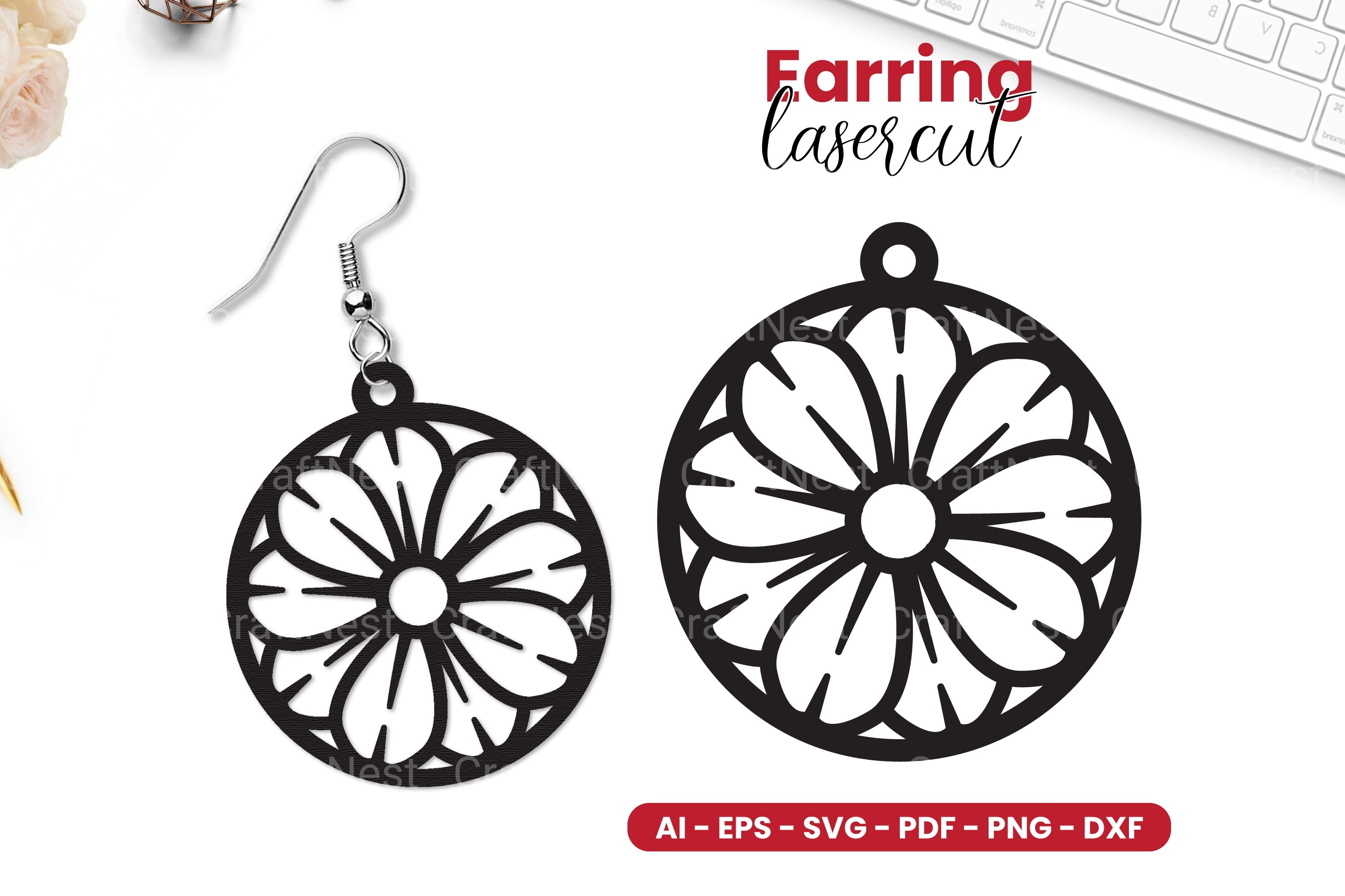 Flower Earring Lasercut SVG Clipart Bundle