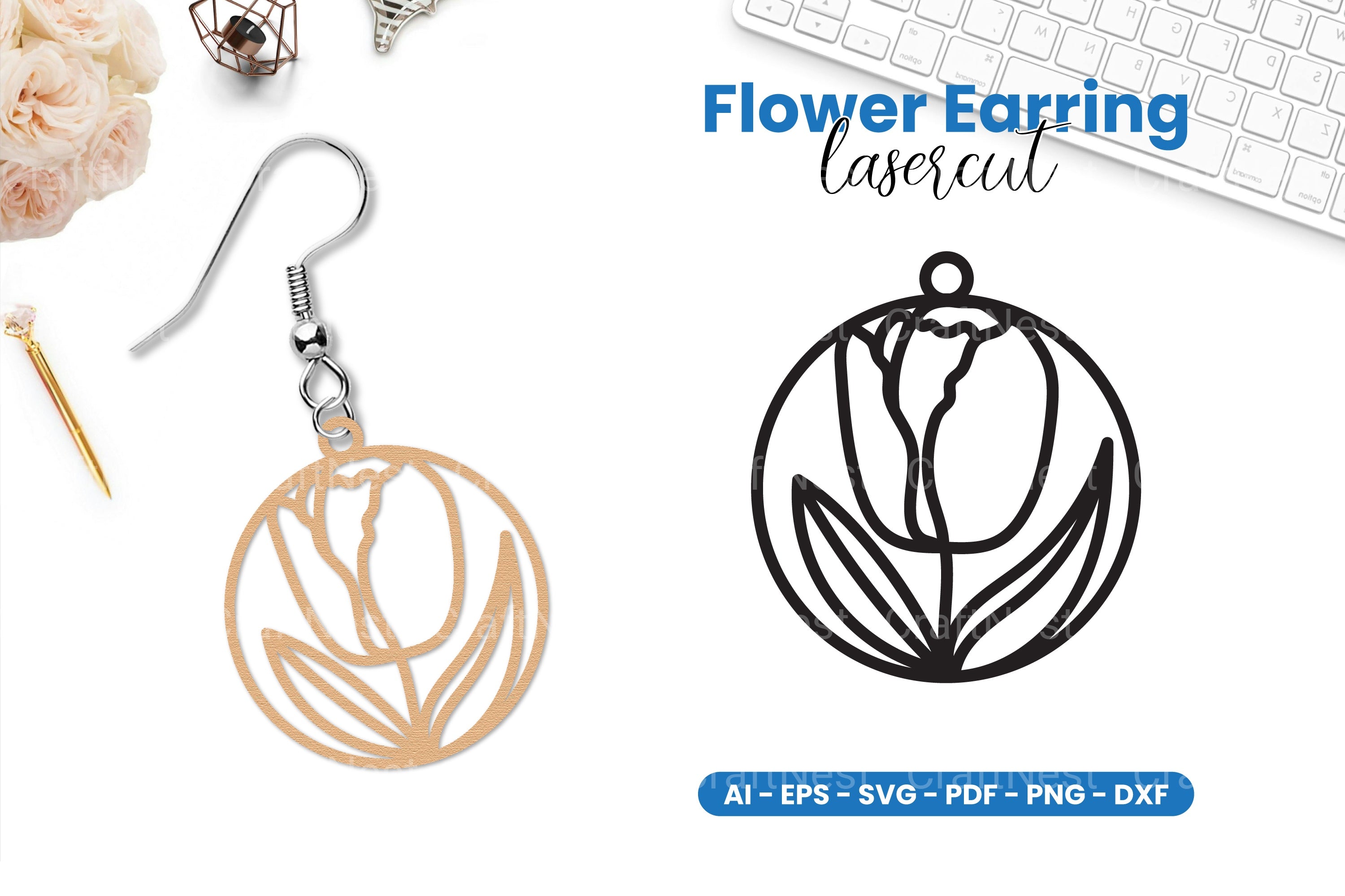 Flower Earring Lasercut SVG Clipart Bundle