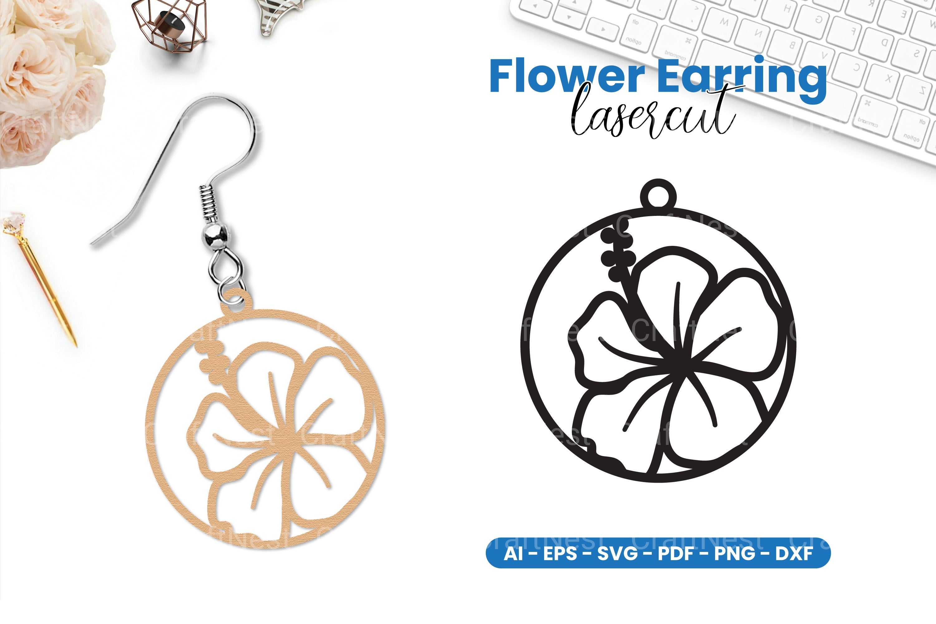Flower Earring Lasercut SVG Clipart Bundle