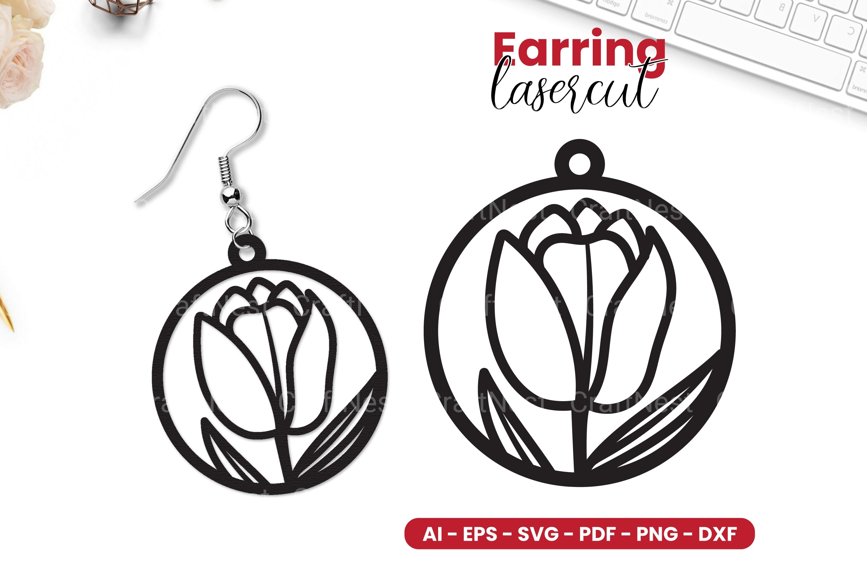 Flower Earring Lasercut SVG Bundle Clipart