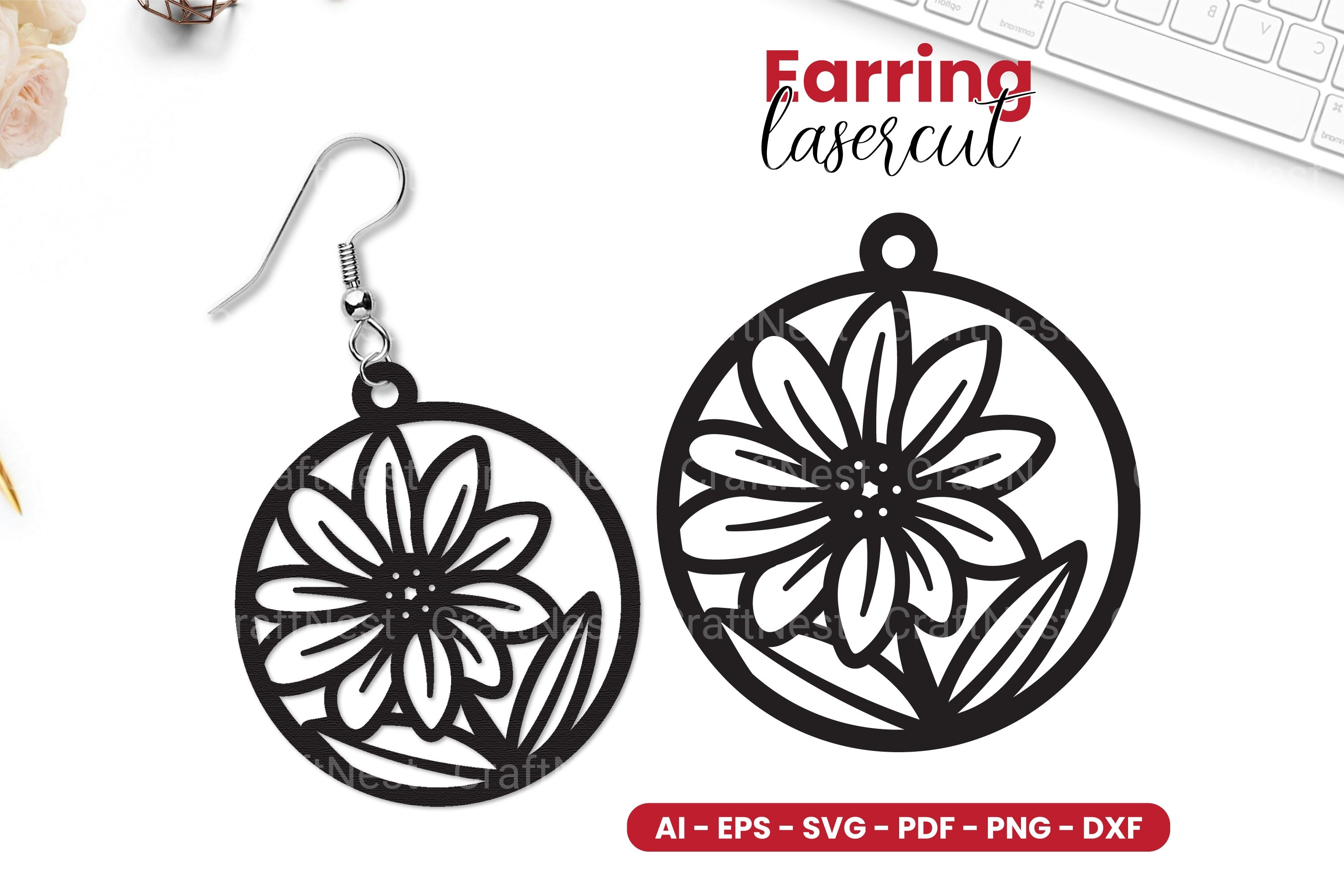Flower Earring Lasercut SVG Clipart Bundle