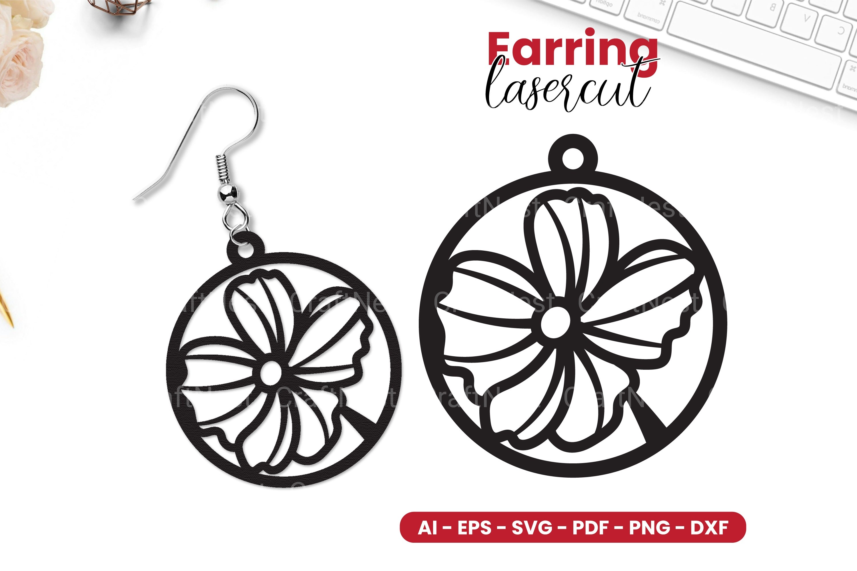 Flower Earring Lasercut SVG Clipart Bundle