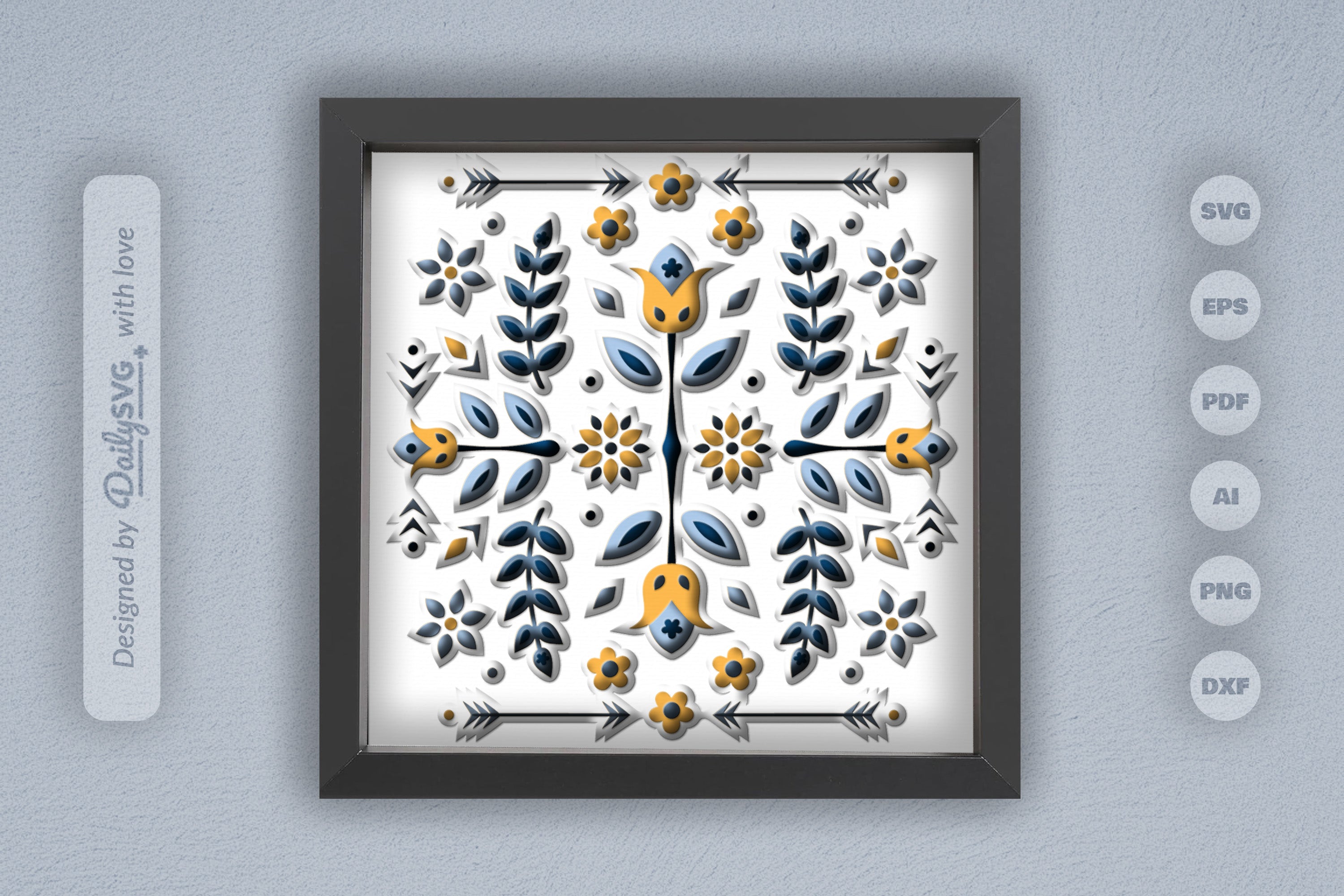 Flower Folk Art Papercut SVG Bundle