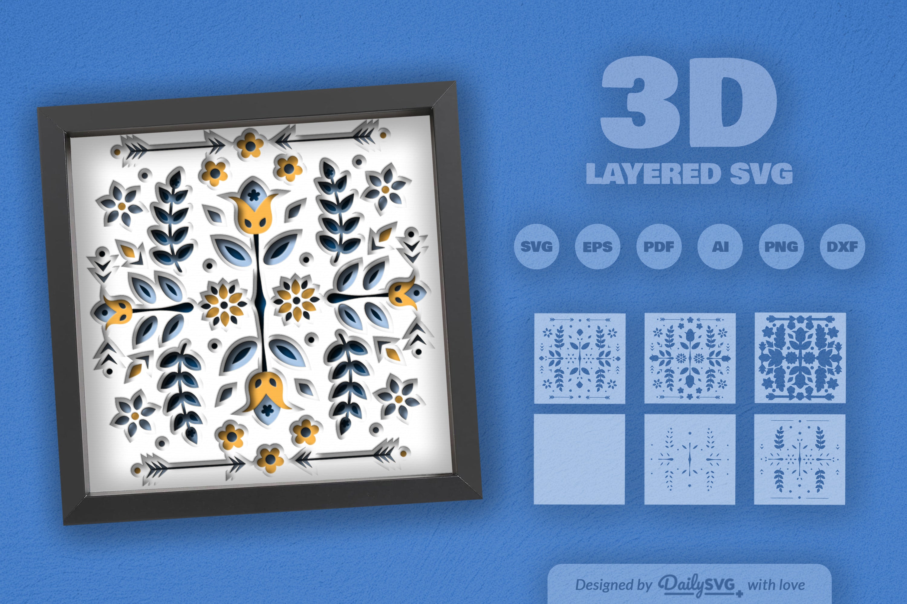 Flower Folk Art Papercut SVG Bundle