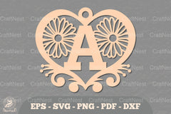 Flower Heart Alphabet Ornament - Letter A Clipart Bundle - CraftNest - Digital Crafting and Art