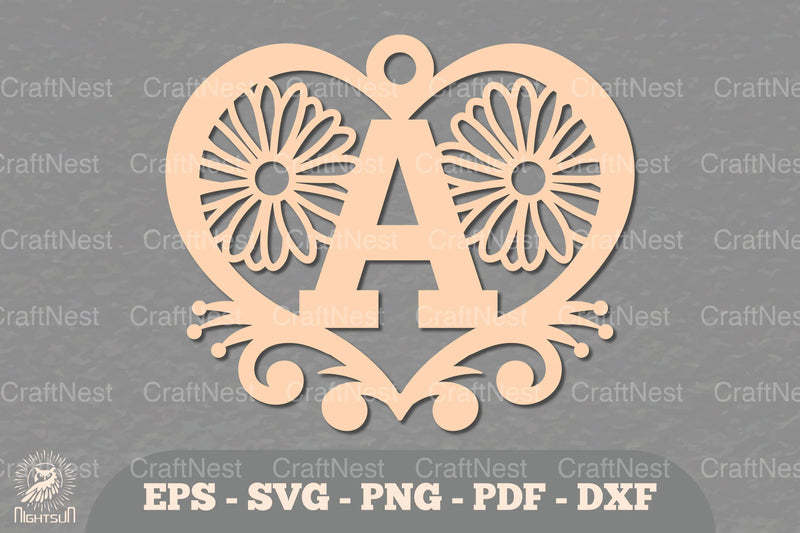 Flower Heart Alphabet Ornament - Letter A Clipart Bundle - CraftNest - Digital Crafting and Art