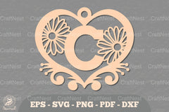 Flower Heart Alphabet Ornament - Letter C Clipart Bundle - CraftNest - Digital Crafting and Art