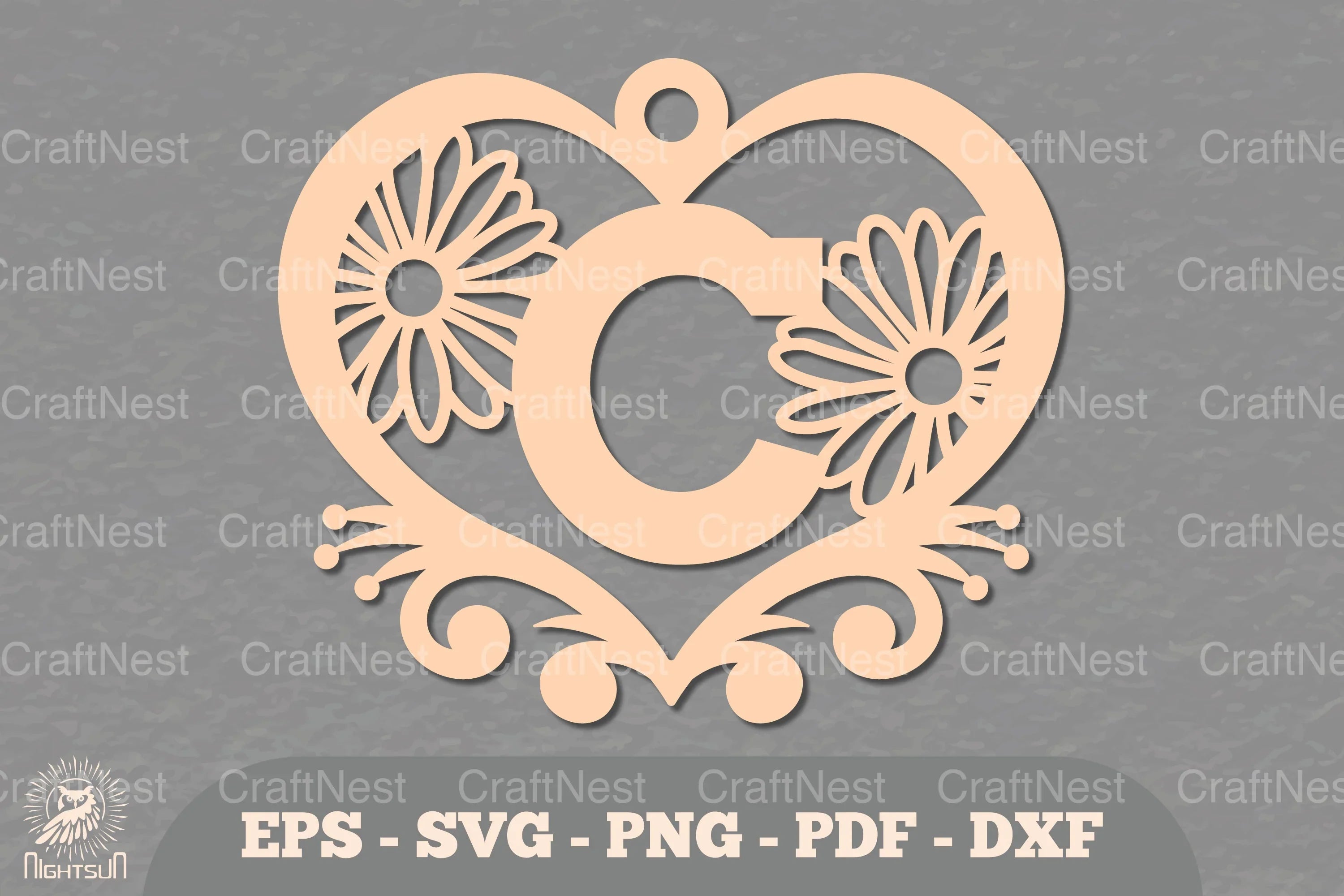 Flower Heart Alphabet Ornament - Letter C Clipart Bundle - CraftNest - Digital Crafting and Art