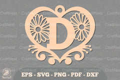 Flower Heart Alphabet Ornament - Letter D Clipart Bundle - CraftNest - Digital Crafting and Art