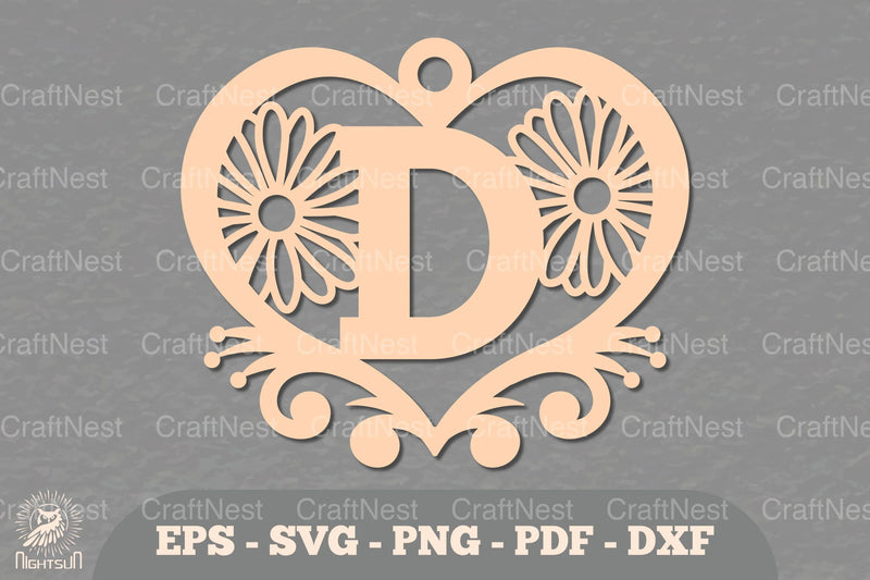 Flower Heart Alphabet Ornament - Letter D Clipart Bundle - CraftNest - Digital Crafting and Art