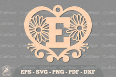Floral Heart Alphabet Ornament - Letter E Clipart Bundle - CraftNest - Digital Crafting and Art
