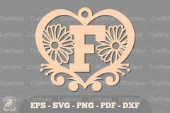 Floral Heart Alphabet Ornament Letter F Clipart Bundle - CraftNest - Digital Crafting and Art
