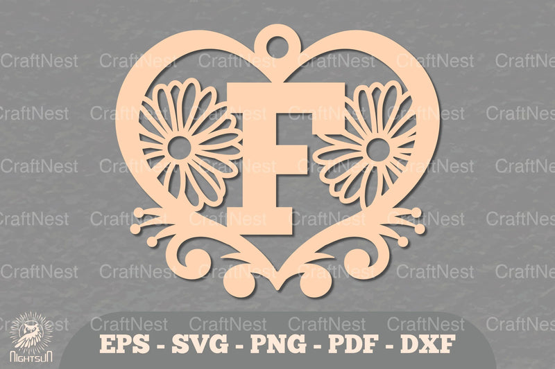 Floral Heart Alphabet Ornament Letter F Clipart Bundle - CraftNest - Digital Crafting and Art