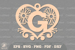Flower Heart Alphabet Ornament - Letter G Clipart Bundle - CraftNest - Digital Crafting and Art
