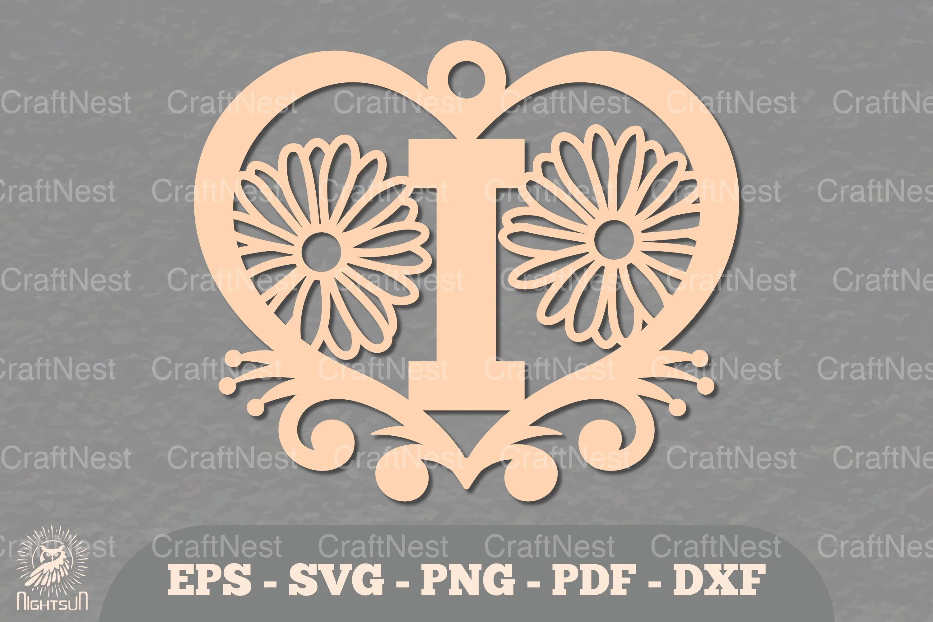 Flower Heart Alphabet Ornament - Letter I Clipart Bundle - CraftNest - Digital Crafting and Art